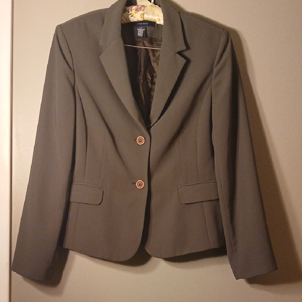 Joneswear Set Classic Gray Buttoned Blazer Jacket And Pants Set Size 14